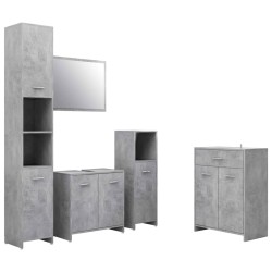 vidaXL 4-tlg. Badmöbel-Set Betongrau