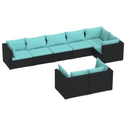 vidaXL 8-tlg. Garten-Lounge-Set mit Kissen Schwarz Poly Rattan