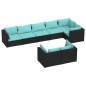 vidaXL 8-tlg. Garten-Lounge-Set mit Kissen Schwarz Poly Rattan vidaXL 8-tlg. Garten-Lounge-Set mit Kissen Schwarz Poly Rattan