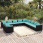 vidaXL 11-tlg. Garten-Lounge-Set mit Kissen Schwarz Poly Rattan vidaXL 11-tlg. Garten-Lounge-Set mit Kissen Schwarz Poly Rattan