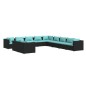 vidaXL 11-tlg. Garten-Lounge-Set mit Kissen Schwarz Poly Rattan vidaXL 11-tlg. Garten-Lounge-Set mit Kissen Schwarz Poly Rattan