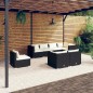 vidaXL 8-tlg. Garten-Lounge-Set mit Kissen Poly Rattan Schwarz vidaXL 8-tlg. Garten-Lounge-Set mit Kissen Poly Rattan Schwarz
