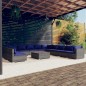 vidaXL 12-tlg. Garten-Lounge-Set mit Kissen Grau Poly Rattan vidaXL 12-tlg. Garten-Lounge-Set mit Kissen Grau Poly Rattan