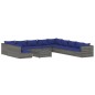 vidaXL 12-tlg. Garten-Lounge-Set mit Kissen Grau Poly Rattan vidaXL 12-tlg. Garten-Lounge-Set mit Kissen Grau Poly Rattan