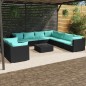 vidaXL 10-tlg. Garten-Lounge-Set mit Kissen Schwarz Poly Rattan vidaXL 10-tlg. Garten-Lounge-Set mit Kissen Schwarz Poly Rattan