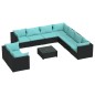 vidaXL 10-tlg. Garten-Lounge-Set mit Kissen Schwarz Poly Rattan vidaXL 10-tlg. Garten-Lounge-Set mit Kissen Schwarz Poly Rattan