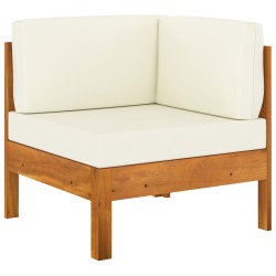 vidaXL Ecksofa mit Cremeweißen Kissen Massivholz Akazie