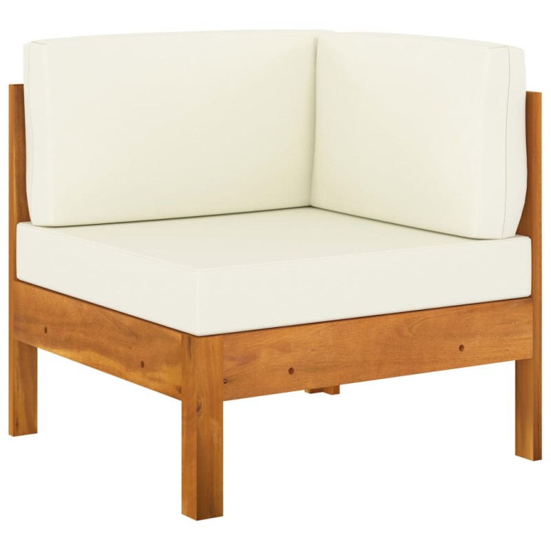 vidaXL Ecksofa mit Cremeweißen Kissen Massivholz Akazie vidaXL Ecksofa mit Cremeweißen Kissen Massivholz Akazie