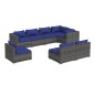vidaXL 8-tlg. Garten-Lounge-Set mit Kissen Poly Rattan Grau vidaXL 8-tlg. Garten-Lounge-Set mit Kissen Poly Rattan Grau
