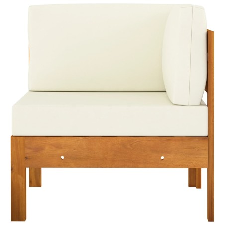 vidaXL Ecksofa mit Cremeweißen Kissen Massivholz Akazie