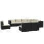 vidaXL 9-tlg. Garten-Lounge-Set mit Kissen Poly Rattan Schwarz vidaXL 9-tlg. Garten-Lounge-Set mit Kissen Poly Rattan Schwarz