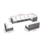 vidaXL 9-tlg. Garten-Lounge-Set mit Kissen Poly Rattan Grau vidaXL 9-tlg. Garten-Lounge-Set mit Kissen Poly Rattan Grau