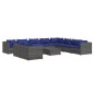 vidaXL 11-tlg. Garten-Lounge-Set mit Kissen Grau Poly Rattan vidaXL 11-tlg. Garten-Lounge-Set mit Kissen Grau Poly Rattan