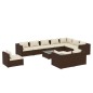 vidaXL 11-tlg. Garten-Lounge-Set mit Kissen Poly Rattan Braun vidaXL 11-tlg. Garten-Lounge-Set mit Kissen Poly Rattan Braun