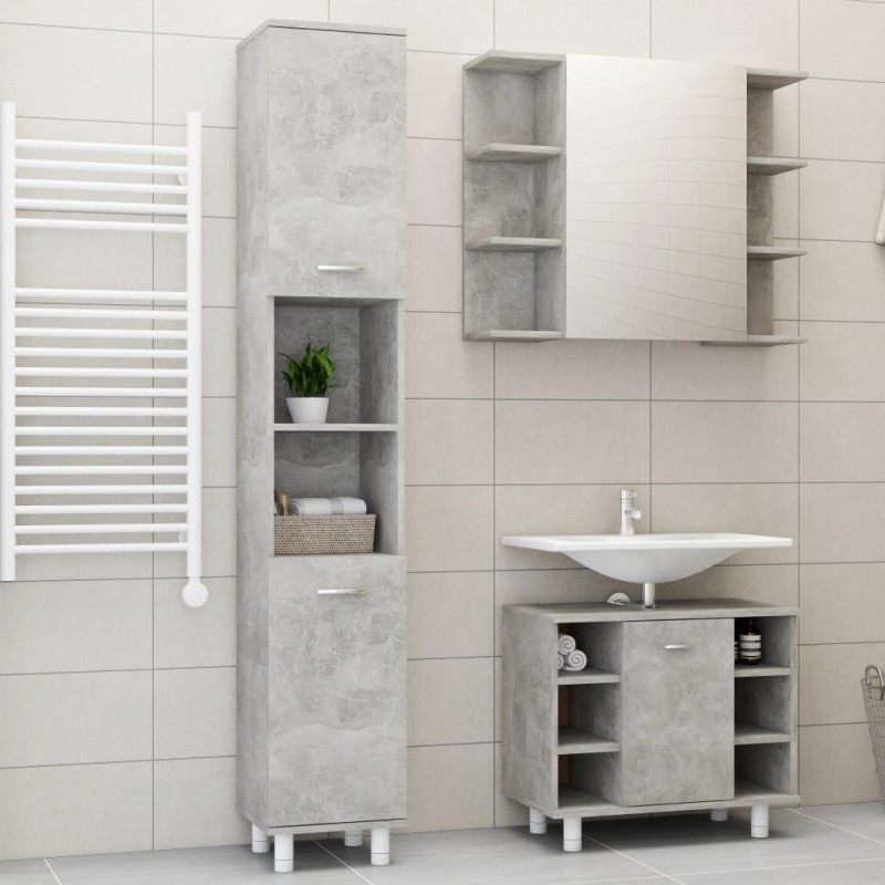 vidaXL 3-tlg. Badmöbel-Set Betongrau Holzwerkstoff vidaXL 3-tlg. Badmöbel-Set Betongrau Holzwerkstoff