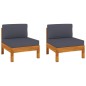 vidaXL Mittelsofas 2 Stk. mit Dunkelgrauen Kissen Massivholz Akazie vidaXL Mittelsofas 2 Stk. mit Dunkelgrauen Kissen Massivholz Akazie