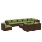 vidaXL 10-tlg. Garten-Lounge-Set mit Kissen Poly Rattan Braun vidaXL 10-tlg. Garten-Lounge-Set mit Kissen Poly Rattan Braun