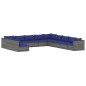 vidaXL 11-tlg. Garten-Lounge-Set mit Kissen Grau Poly Rattan vidaXL 11-tlg. Garten-Lounge-Set mit Kissen Grau Poly Rattan