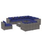 vidaXL 10-tlg. Garten-Lounge-Set mit Kissen Poly Rattan Grau vidaXL 10-tlg. Garten-Lounge-Set mit Kissen Poly Rattan Grau