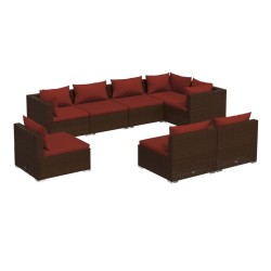 vidaXL 8-tlg. Garten-Lounge-Set mit Kissen Poly Rattan Braun