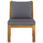 Modular-Mittelsofa mit Dunkelgrauen Kissen Akazie Massivholz Modular-Mittelsofa mit Dunkelgrauen Kissen Akazie Massivholz