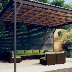 vidaXL 9-tlg. Garten-Lounge-Set mit Kissen Poly Rattan Braun