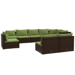 vidaXL 9-tlg. Garten-Lounge-Set mit Kissen Poly Rattan Braun