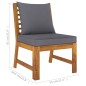Modular-Mittelsofa mit Dunkelgrauen Kissen Akazie Massivholz Modular-Mittelsofa mit Dunkelgrauen Kissen Akazie Massivholz