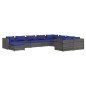 vidaXL 10-tlg. Garten-Lounge-Set mit Kissen Poly Rattan Grau vidaXL 10-tlg. Garten-Lounge-Set mit Kissen Poly Rattan Grau