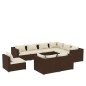 vidaXL 9-tlg. Garten-Lounge-Set mit Kissen Poly Rattan Braun vidaXL 9-tlg. Garten-Lounge-Set mit Kissen Poly Rattan Braun