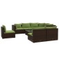 vidaXL 9-tlg. Garten-Lounge-Set mit Kissen Poly Rattan Braun vidaXL 9-tlg. Garten-Lounge-Set mit Kissen Poly Rattan Braun