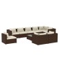 vidaXL 10-tlg. Garten-Lounge-Set mit Kissen Poly Rattan Braun vidaXL 10-tlg. Garten-Lounge-Set mit Kissen Poly Rattan Braun