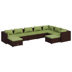 vidaXL 9-tlg. Garten-Lounge-Set mit Kissen Poly Rattan Braun