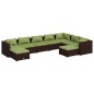 vidaXL 9-tlg. Garten-Lounge-Set mit Kissen Poly Rattan Braun vidaXL 9-tlg. Garten-Lounge-Set mit Kissen Poly Rattan Braun