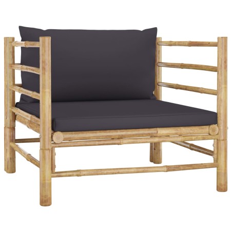 vidaXL Gartensofa mit Dunkelgrauen Kissen Bambus 