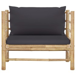 vidaXL Gartensofa mit Dunkelgrauen Kissen Bambus 