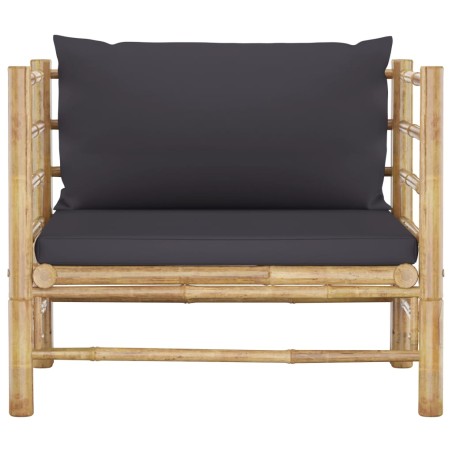 vidaXL Gartensofa mit Dunkelgrauen Kissen Bambus 