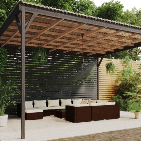 vidaXL 12-tlg. Garten-Lounge-Set mit Kissen Poly Rattan Braun