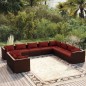 vidaXL 10-tlg. Garten-Lounge-Set mit Kissen Braun Poly Rattan vidaXL 10-tlg. Garten-Lounge-Set mit Kissen Braun Poly Rattan