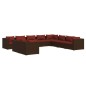 vidaXL 10-tlg. Garten-Lounge-Set mit Kissen Braun Poly Rattan vidaXL 10-tlg. Garten-Lounge-Set mit Kissen Braun Poly Rattan