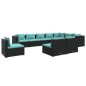 vidaXL 10-tlg. Garten-Lounge-Set mit Kissen Poly Rattan Schwarz vidaXL 10-tlg. Garten-Lounge-Set mit Kissen Poly Rattan Schwarz