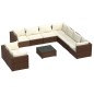 vidaXL 10-tlg. Garten-Lounge-Set mit Kissen Braun Poly Rattan vidaXL 10-tlg. Garten-Lounge-Set mit Kissen Braun Poly Rattan