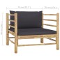 vidaXL Gartensofa mit Dunkelgrauen Kissen Bambus vidaXL Gartensofa mit Dunkelgrauen Kissen Bambus