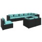 vidaXL 9-tlg. Garten-Lounge-Set mit Kissen Poly Rattan Schwarz vidaXL 9-tlg. Garten-Lounge-Set mit Kissen Poly Rattan Schwarz