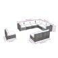 vidaXL 9-tlg. Garten-Lounge-Set mit Kissen Poly Rattan Grau vidaXL 9-tlg. Garten-Lounge-Set mit Kissen Poly Rattan Grau