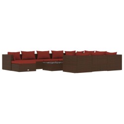 vidaXL 12-tlg. Garten-Lounge-Set mit Kissen Poly Rattan Braun