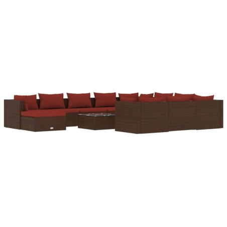 vidaXL 12-tlg. Garten-Lounge-Set mit Kissen Poly Rattan Braun
