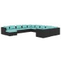 vidaXL 12-tlg. Garten-Lounge-Set mit Kissen Poly Rattan Schwarz vidaXL 12-tlg. Garten-Lounge-Set mit Kissen Poly Rattan Schwarz