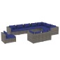 vidaXL 10-tlg. Garten-Lounge-Set mit Kissen Poly Rattan Grau vidaXL 10-tlg. Garten-Lounge-Set mit Kissen Poly Rattan Grau