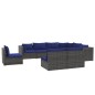 vidaXL 9-tlg. Garten-Lounge-Set mit Kissen Poly Rattan Grau vidaXL 9-tlg. Garten-Lounge-Set mit Kissen Poly Rattan Grau